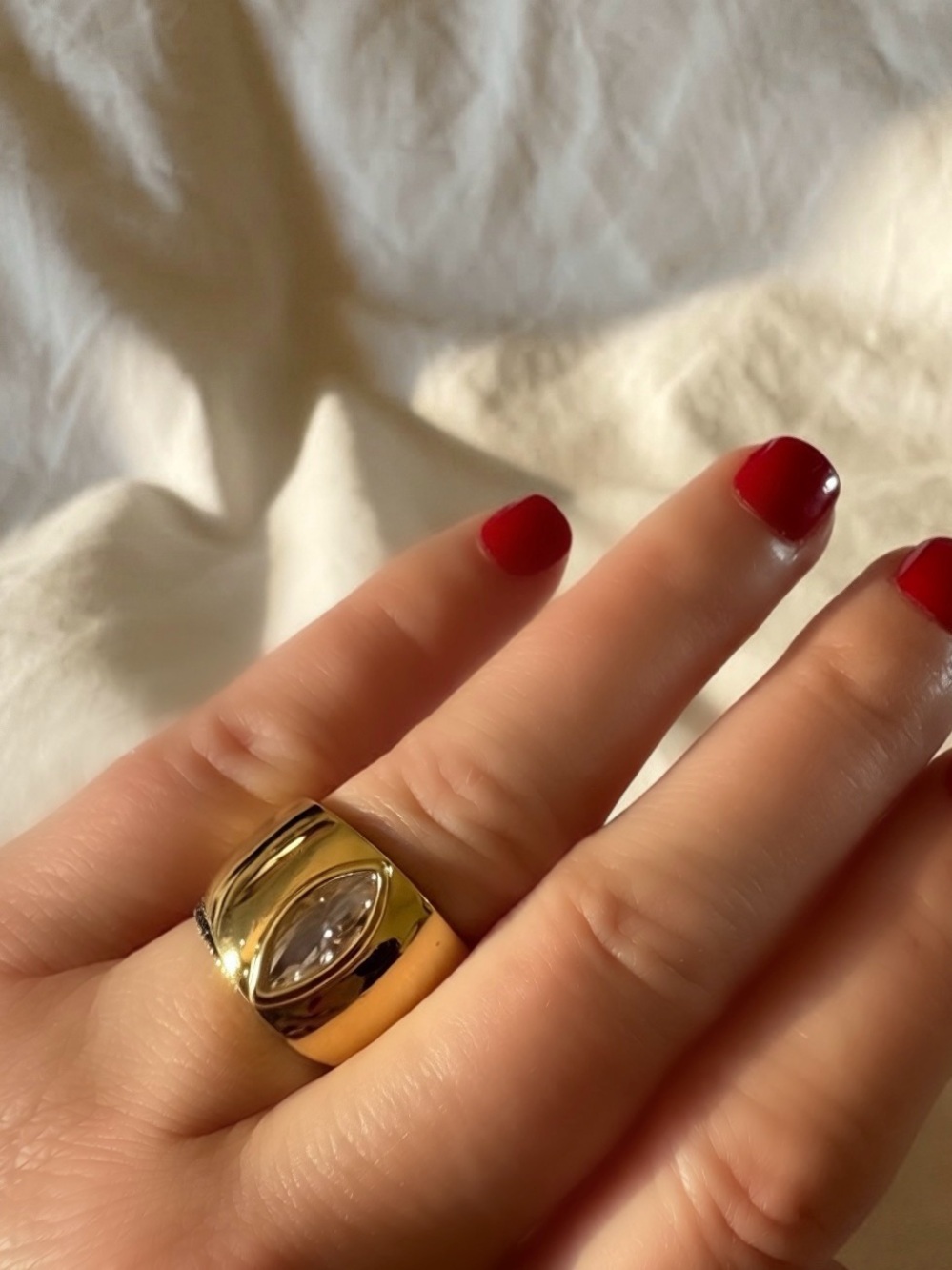 Gold-tone Statement Ring with Marquise Crystal